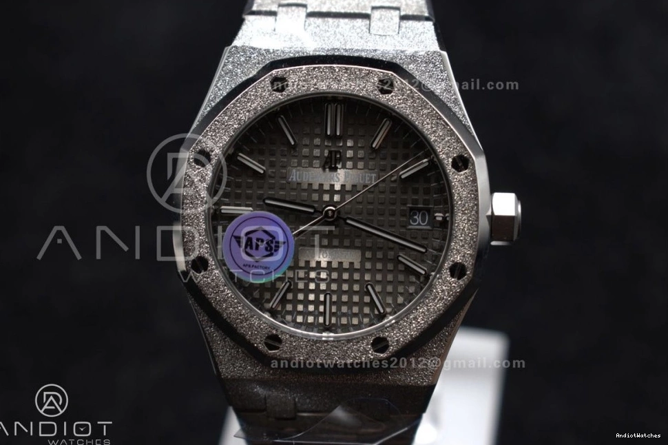 Edition 1:1 Clone Grey SS SS Frosted Royal 1031 37mm Oak 15454 Bracelet Dial Best APSF on Lightweight Textured Super SA3120 0719